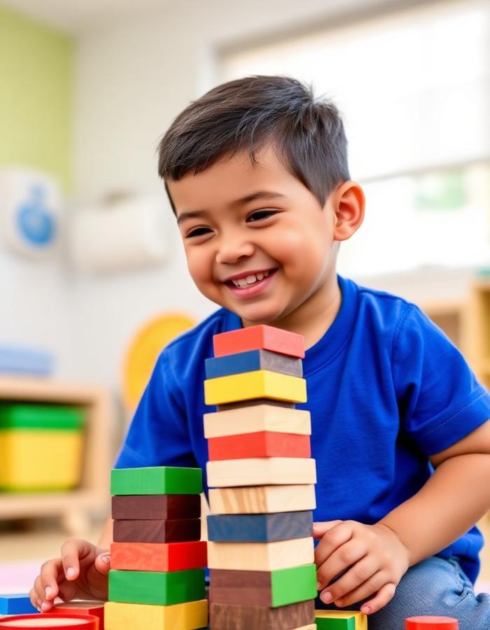 Niño jugando con bloques